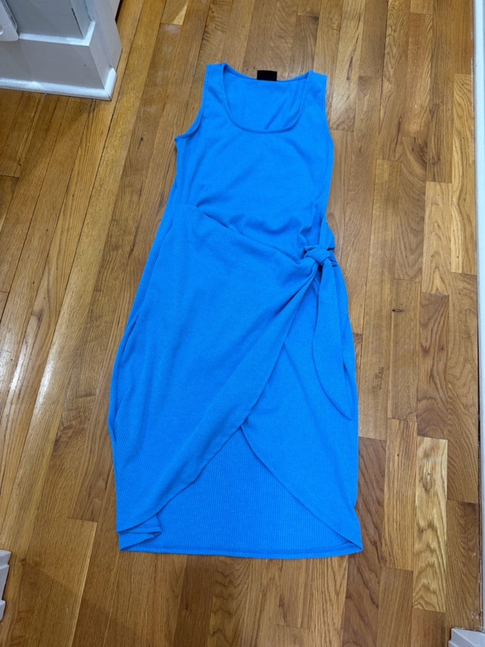 Vici Bright Blue Midi Tank Dress with Side Tie